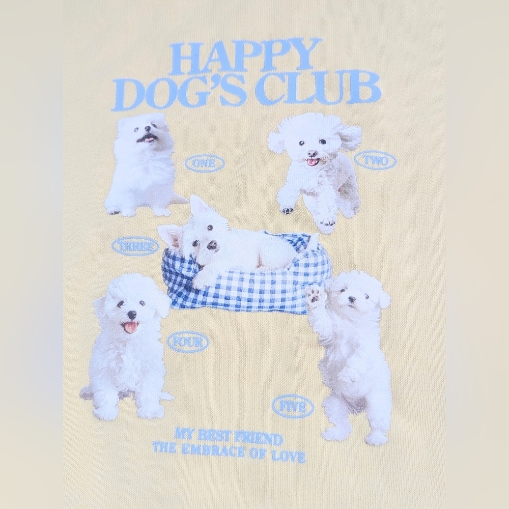 Kids' Pastel Yellow "Happy Dogs Club" Graphic Sweatshirt